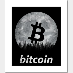 Vintage Bitcoin BTC Coin To The Moon Crypto Token Cryptocurrency Blockchain Wallet Birthday Gift For Men Women Kids Posters and Art